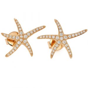 NJ24_14 Seestern Ohrstecker Rosegold 0,37 ct.